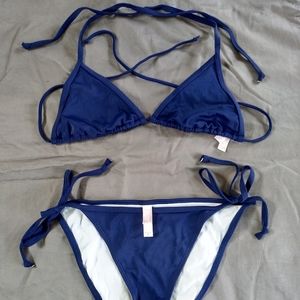 Victoria's Secret Dark Blue Bikini Set Size Small
